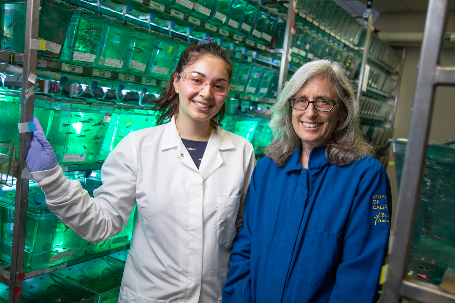 Graduate student Madusa Sharifi and Professor Sean Burgess stand together