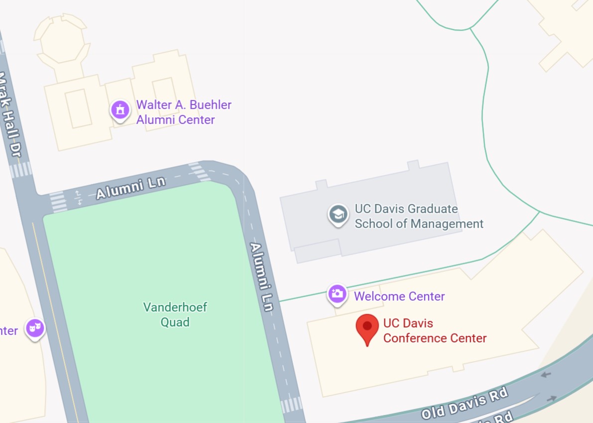 A map of the UC Davis Conference Center to the UC Davis Alumni Center