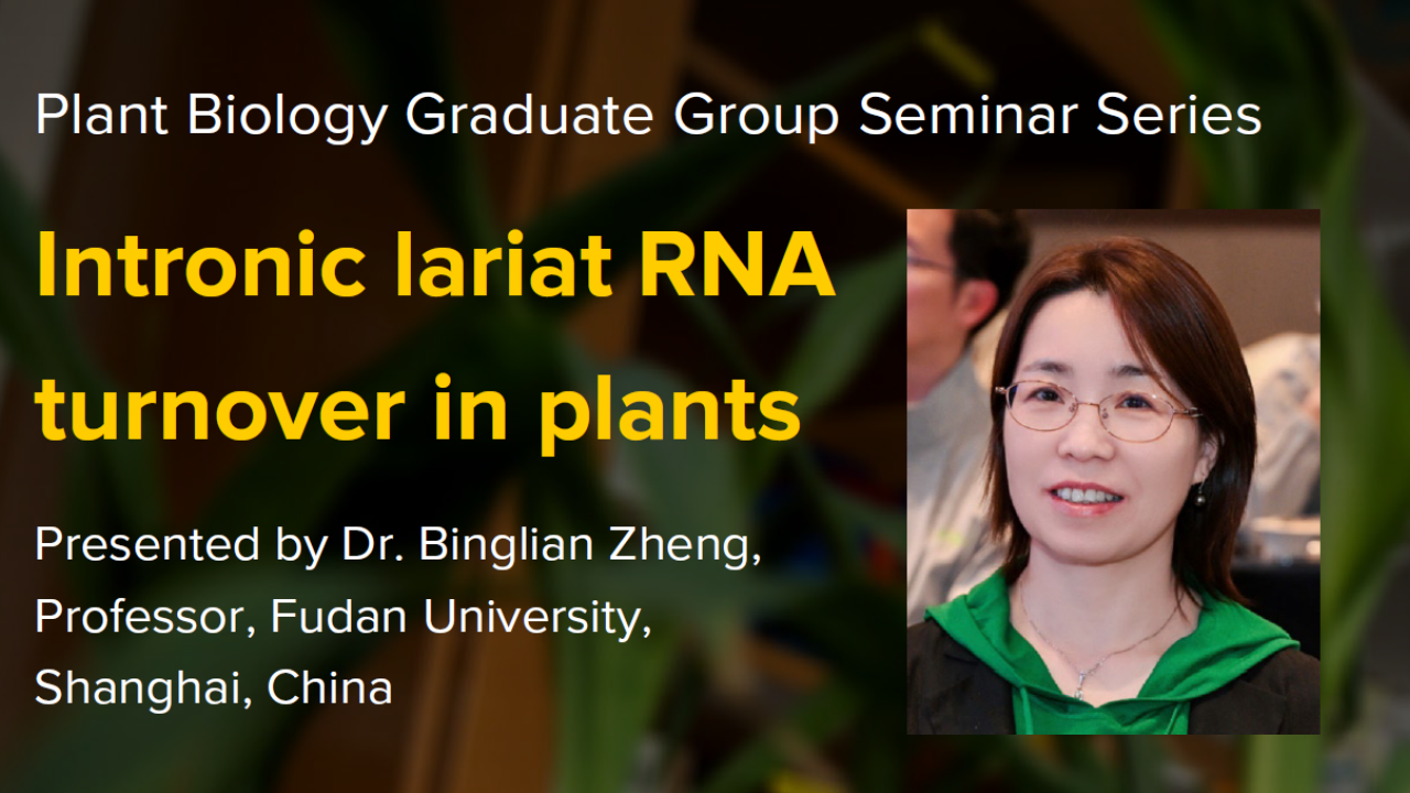 Plant graphic with seminar title, speaker name and title, and speaker photo
