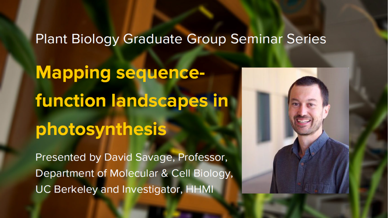 Plant graphic with seminar title, speaker name and title, and speaker photo