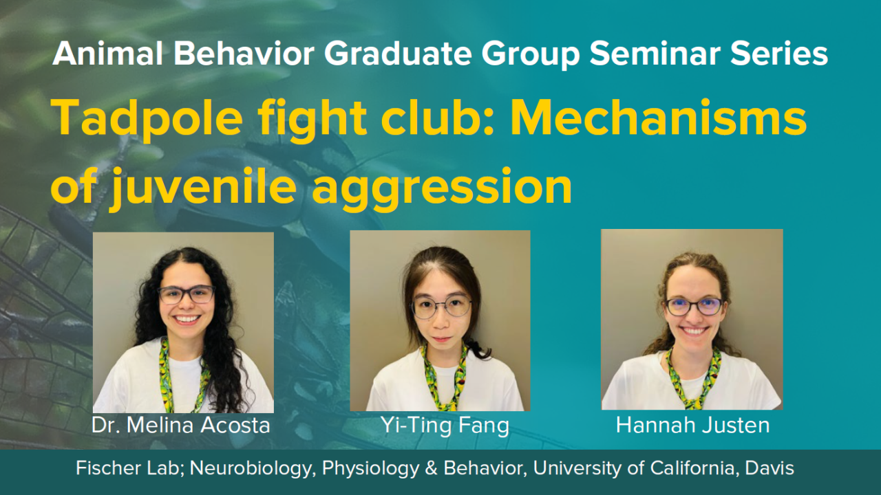 Blue graphic with seminar title, speaker names, lab name, and speaker photos