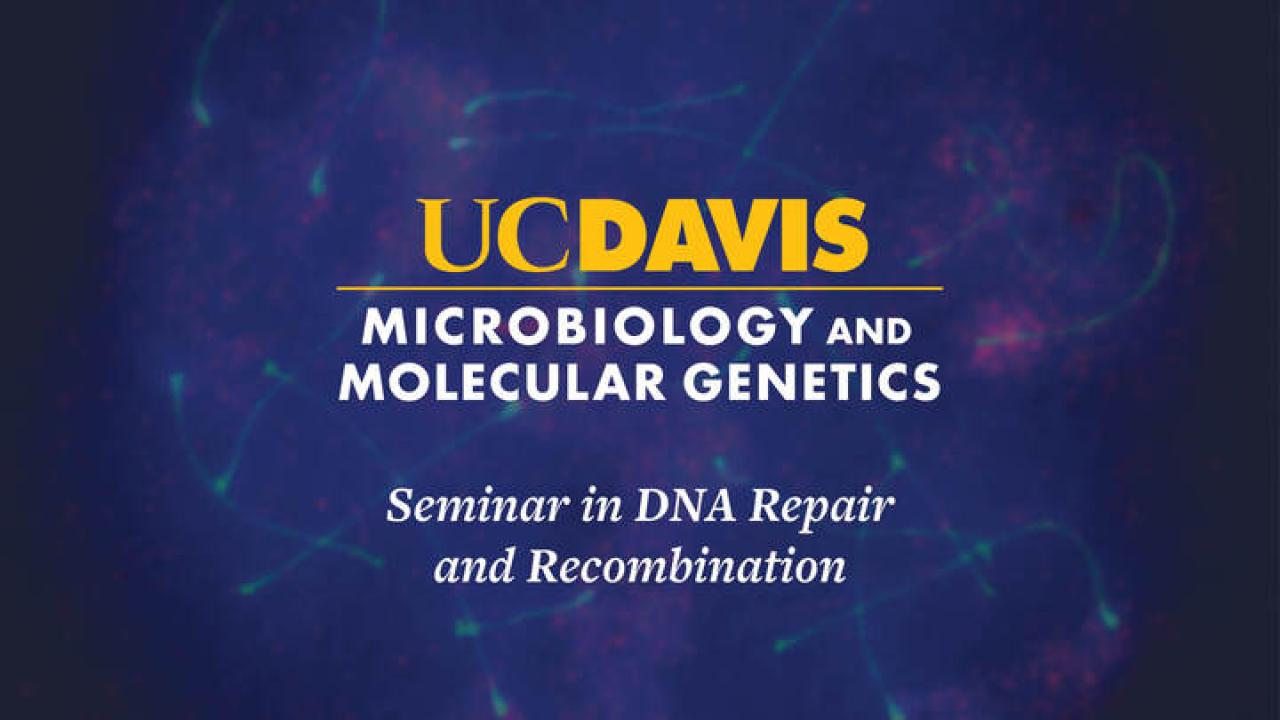 Graphic — UC Davis Microbiology &amp; Molecular Genetics title on purple cell background