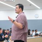 FUSE lecturer Zach Jaramillo engages students through an in- class exercise on plant heterospory.