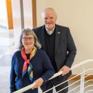 Ron and Diane Smith in the stairwell beside helix